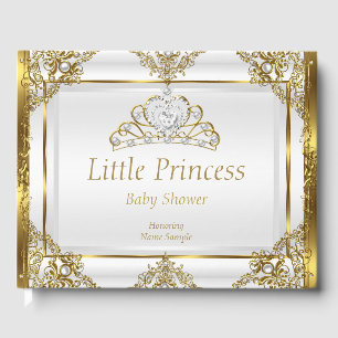 Gold Weiß Perlen Prinzessin Babyparty Gästebuch