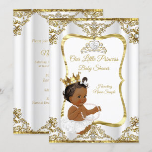 Gold Weiß Perlmutt Prinzessin Baby Shower Ethnisch Einladung