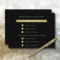 Gold Weiß Schwarz Hintergrund Menü Auswahl RSVP Ka