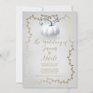 Gold & Weiß Storybook Weiße Kürbis Hochzeit Einladung