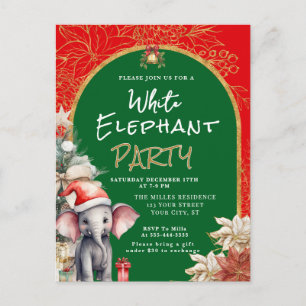 Gold, Weiß und Grün Weiße Elefant Geschenktaustaus Postkarte