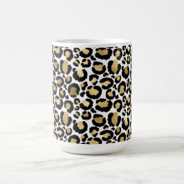 Gold, Weiß und Schwarz-Leopard-Druck Coffee Tasse