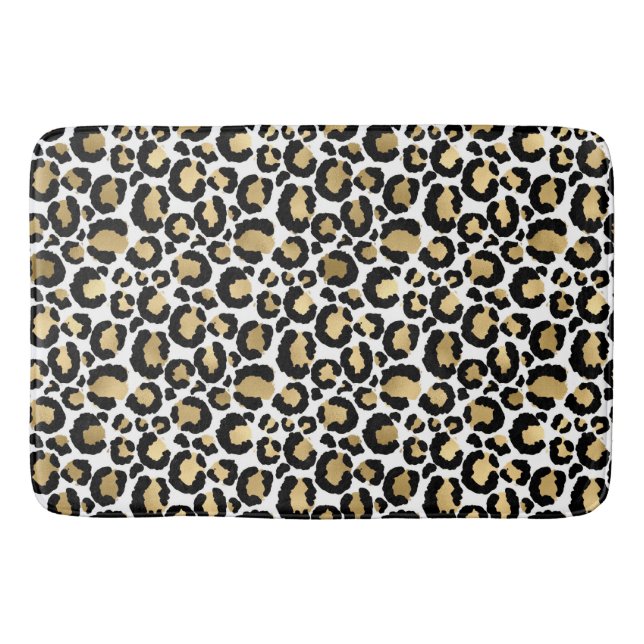 Gold-, Weiß- und Schwarzleopardruckbadematte Badematte (Vorderseite)