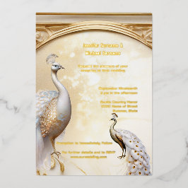 Gold Weiße Pfauenart Nylveau elegante real Folieneinladung