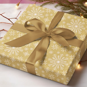 Gold Weiße Schneeflocke Weihnachten Winter Pa Geschenkpapier