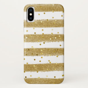 Gold, weiße Streifen, goldene Konfetti-Zellkiste Case-Mate iPhone Hülle