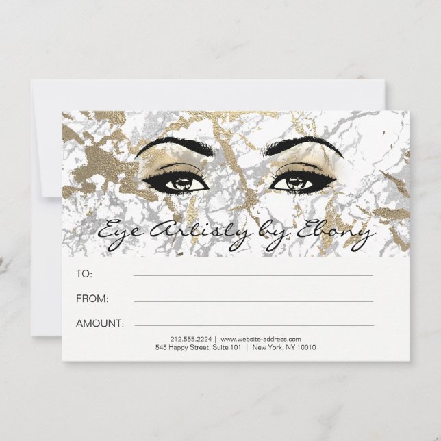 Gold Weißer Marmor Makeup Beauty Certificate Ebony (Vorderseite)