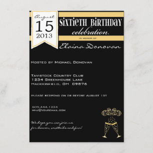 Gold-, weißer und Schwarzerchampagne 60. Einladung