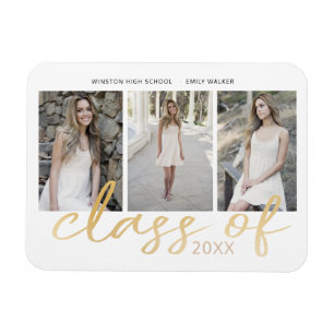 Gold Whimsical Script Foto Abschluss Magnet