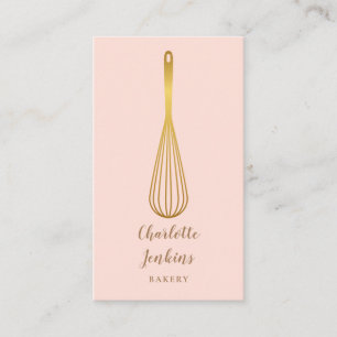 Gold Whisk Bäckerei Konditorei Blush Rosa Visitenkarte