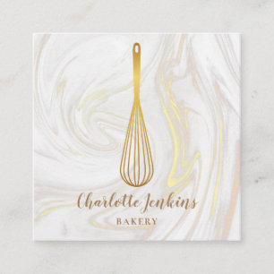 Gold Whisk Bakery Catering Marmorschwünge Quadratische Visitenkarte