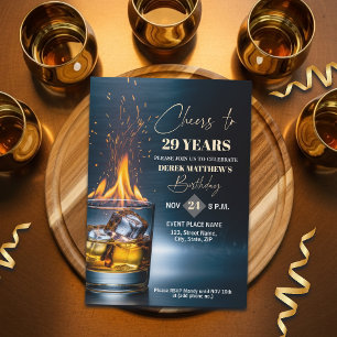 Gold Whiskey Thema Männer 29. Geburtstagsfeier Einladung