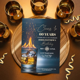 Gold Whiskey Thema Männer 60. Geburtstagsfeier Einladung
