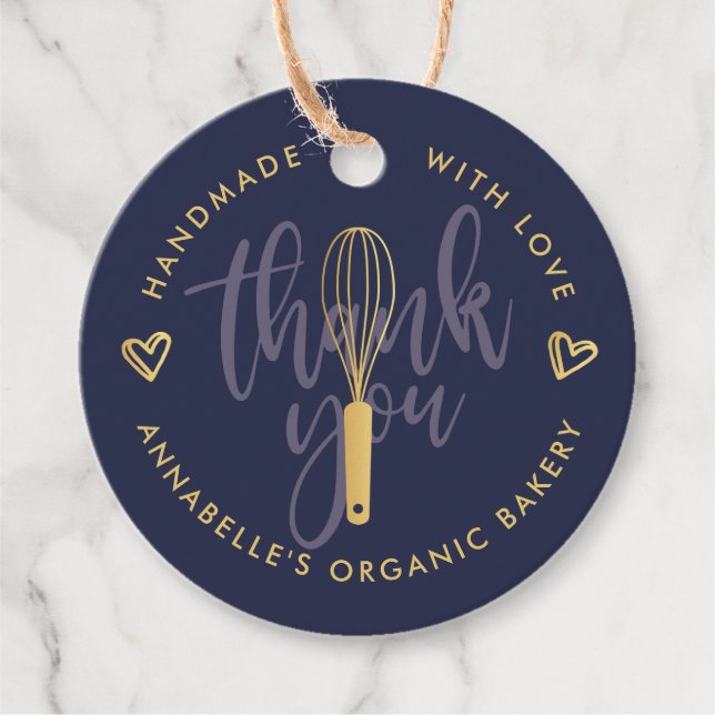 Gold Whisky Bäckerei Danke QR Code Geschenkanhänger (Vorderseite)