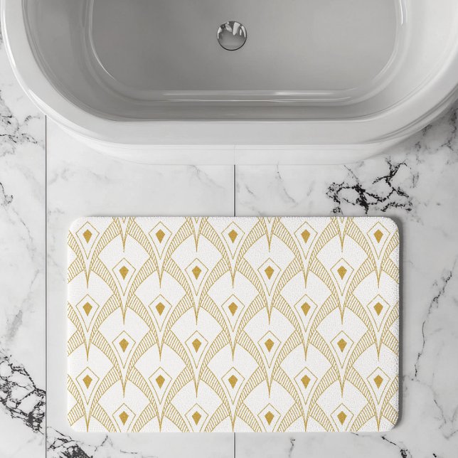 Gold & white art-deco seamless pattern 3 badematte (Von Creator hochgeladen)