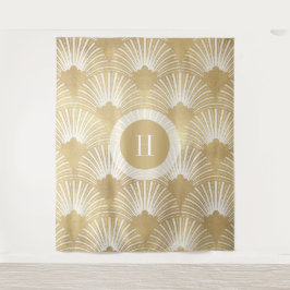 Gold & White Art-Deko Muster Nr.38 Wandteppich