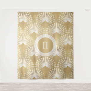 Gold & White Art-Deko Muster Nr.38 Wandteppich