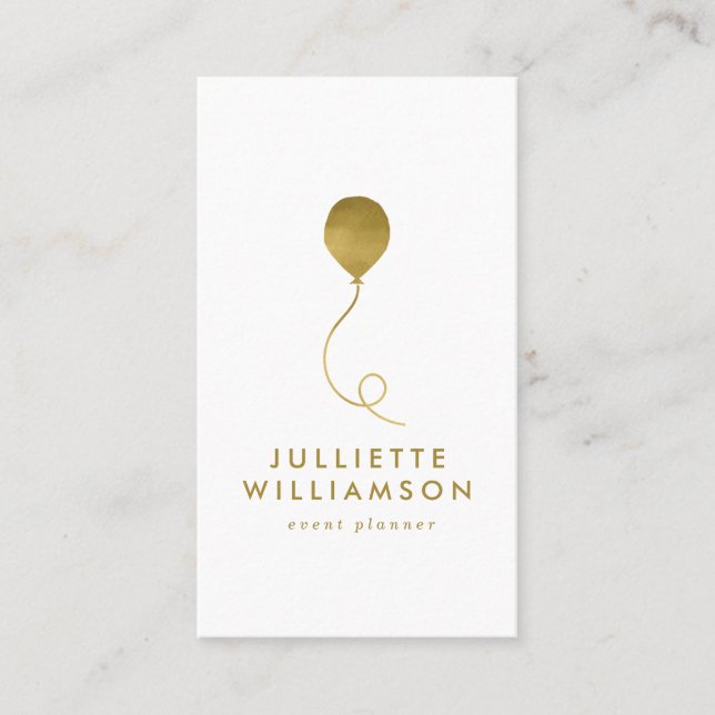 Gold & White Balloon Event Plane Social Media Visitenkarte (Vorderseite)