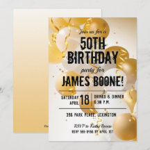 Gold White Balloons Geburtstagsparty Einladungen