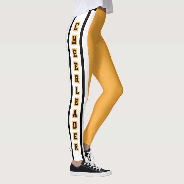 Gold, White & Black Sport Jersey Streifen - DIREKT Leggings (Rechts)