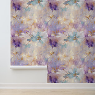 Gold White Blue Lila Abstrakt Tapete