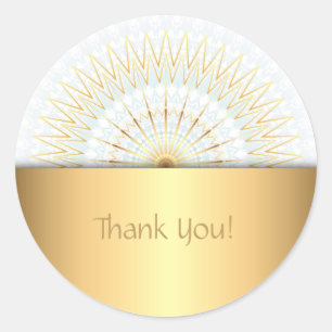 Gold White Blue Mandala Runder Aufkleber