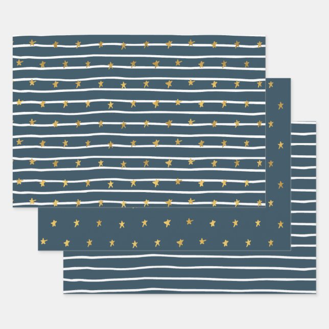 Gold White Blue US Flagge Geschenkpapier Set (Set)
