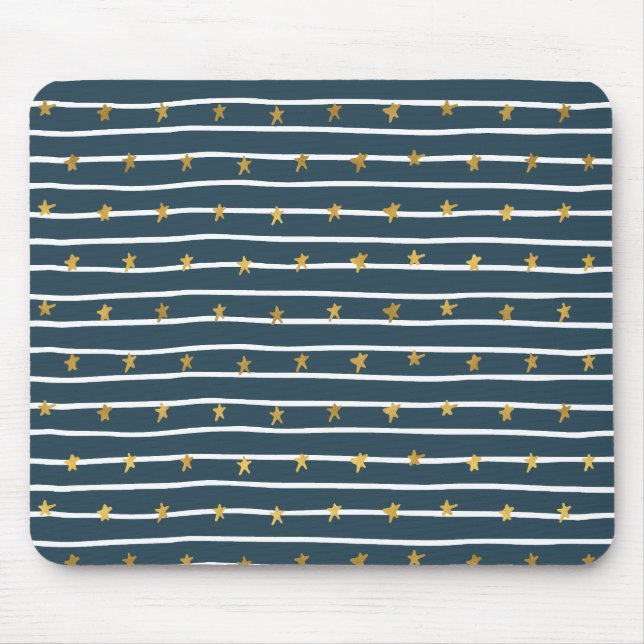 Gold White Blue US Flagge Mousepad (Vorne)