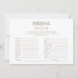 Gold & White Brautparty Word Scramble Game Einladung