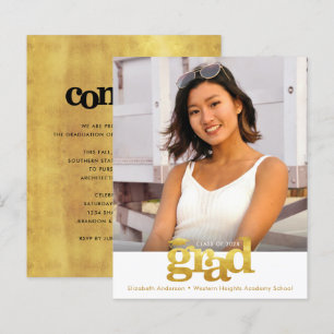 Gold White Budget Foto Abschluss Fett Cap Einladun