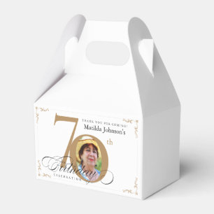 Gold White Calligraphy Custom Foto 70. Geburtstag Geschenkschachtel