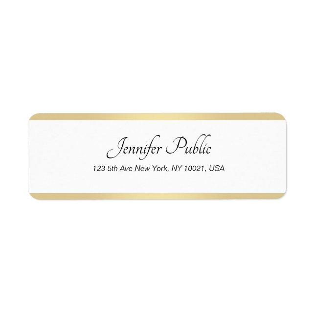 Gold White Chic Handschrift Einfache Elegante Rück (Vorne)