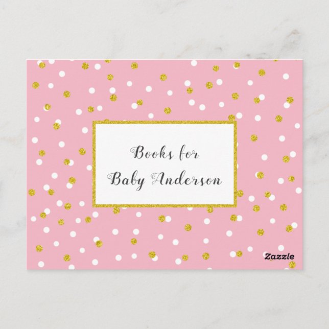 Gold White Confetti Bücher für Baby + Sonderfarbe! Postkarte (Rückseite)