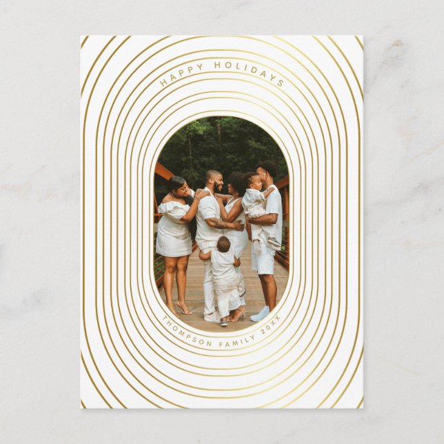Gold White Custom Foto Family Weihnachten (Vorderseite)