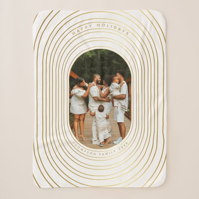 Gold White Custom Foto Family Weihnachten Sherpadecke (Vorderseite)