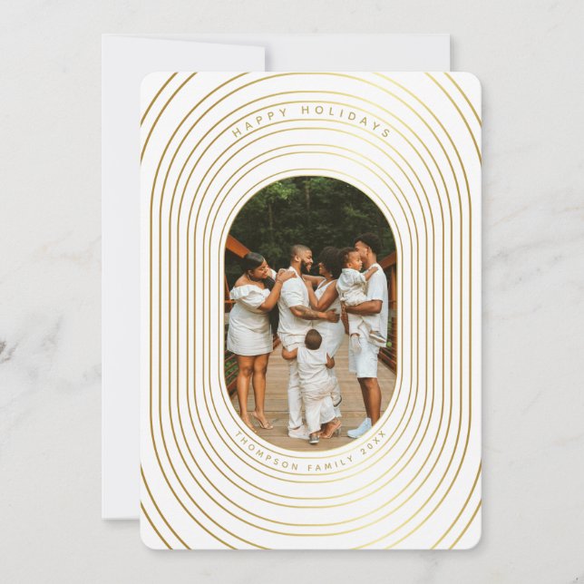 Gold White Custom Foto Family Weihnachtskarte (Vorderseite)