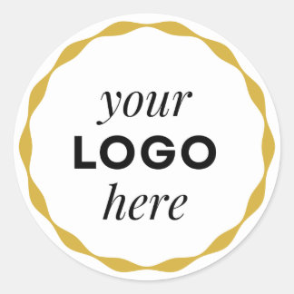 Gold White Custom Logo Scallop Circle Aufkleber