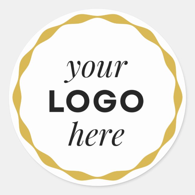 Gold White Custom Logo Scallop Circle Aufkleber (Vorderseite)