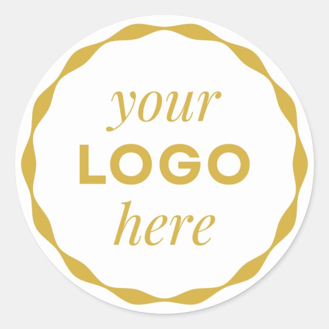 Gold White Custom Logo Scalloped Circle Sticker (Vorderseite)