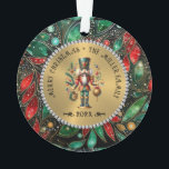 Gold White Diamonds Christmas Nutcracker Glitzer Ornament<br><div class="desc">Farbiges Weihnachtsgeschmack mit einem Urheber auf einem vergoldeten Set vor einem vergoldeten Hintergrund. Weiße Diamanten mit einem rot-grünen Weihnachtsmuster in der Blume. Benutzerdefinierter Text in schwarz.</div>
