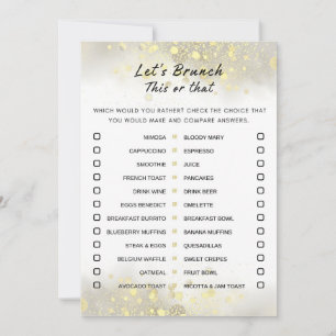 Gold White Dieses oder jenes Brunch Party Game Einladung