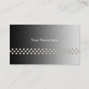 Gold White Dots Border + Ihr Name und Ihre Adresse Visitenkarte
