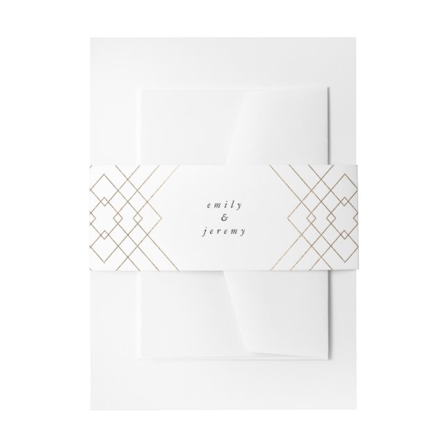 Gold White Elegance Diamond Geo Deko Wedding Einladungsbanderole (Vorderseite Beispiel)