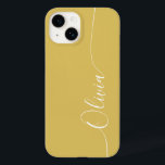 Gold White Elegant Calligraphy Script Name Case-Mate iPhone 14 Hülle<br><div class="desc">Gold White Elegant Calligraphy Script Custom Personalisiert Name iPhone 14 Smart Phone Cases zeichnen sich durch ein modernes und trendiges,  einfaches und stilvolles Design aus,  mit Ihrem personalisierten Namen in eleganter handgeschriebener Schrift Typografie auf einem goldenen Hintergrund. Entworfen von ©Evco Studio www.zazzle.com/store/evcostudio</div>