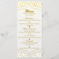 Gold & White Elegant Marocain Glam Menu Mariage