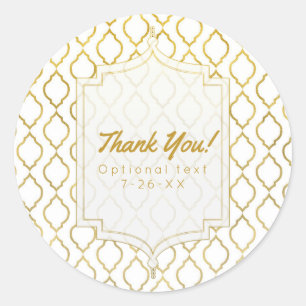 Gold & White Elegante marokkanische Glamour indisc Runder Aufkleber