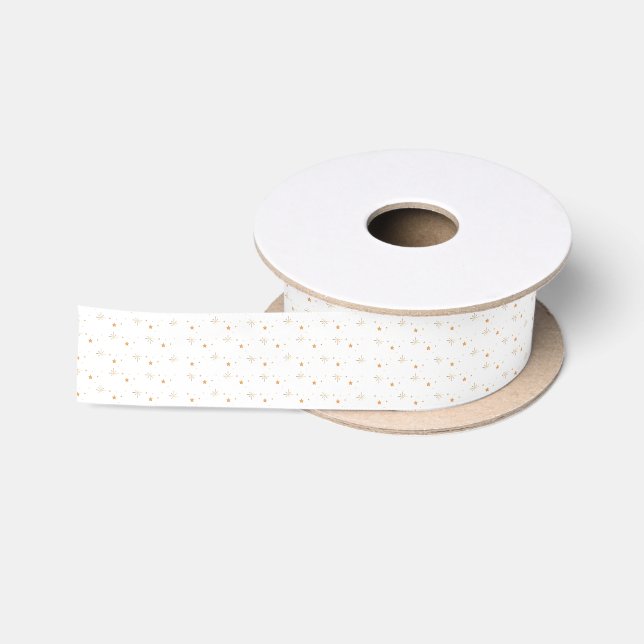 Gold White Elegante Moderne Festspiele Satinband (Spule)