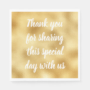 Gold & White Elegante Vielen Dank für Ihr Hochzeit Serviette