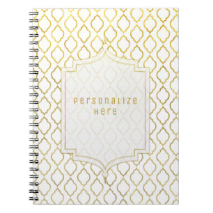 Gold & White Elegantes marokkanisches Glamour indi Notizblock