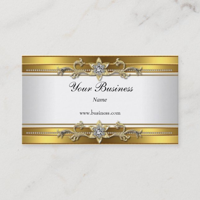 Gold White Elegany Classy Jewel Visitenkarte (Vorderseite)